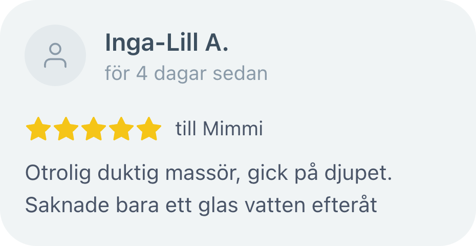 Kundomdöme om massage hos MimmisFlow